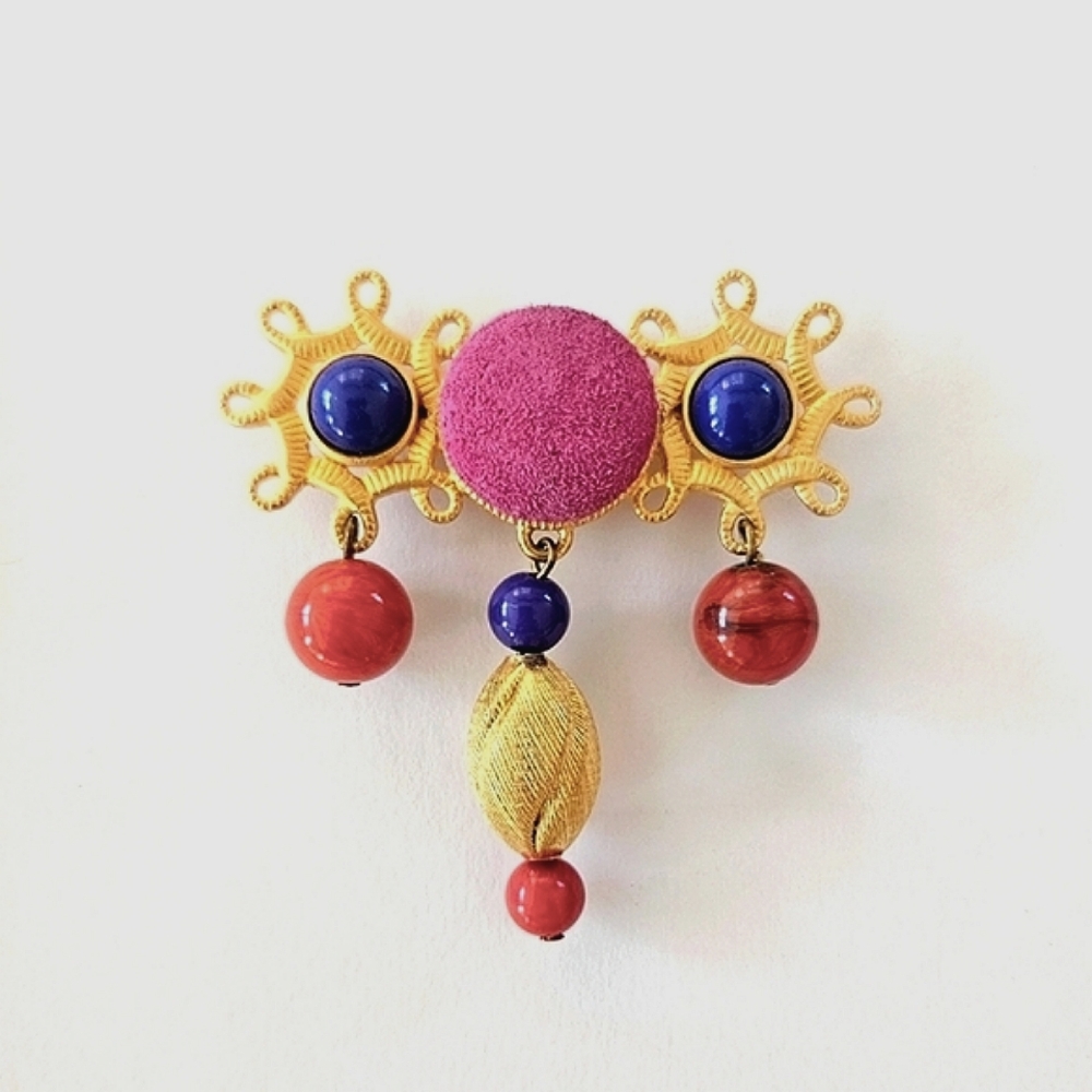 🔥3/$20 Vintage Gold Mixed Materials Brooch